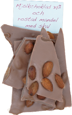 Ljus Choklad 39% med rostad mandel /190g