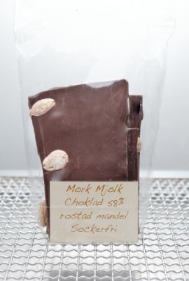 Sockerfri Bräck Mörk-Mjölk 58% med Mandel